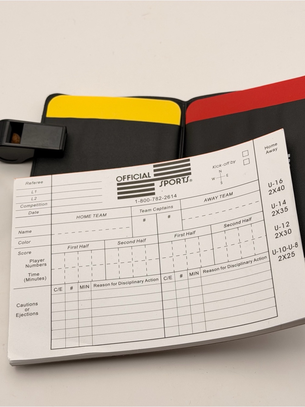 Champion Sports Deluxe Referee with 1 Score Pad, 1 Yellow and 1 Red Card, Whistl